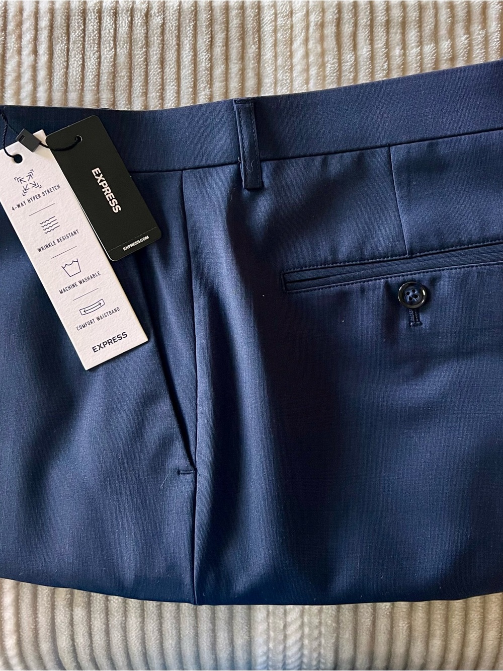 Express Men’s Navy Flat-Front Dress Pants